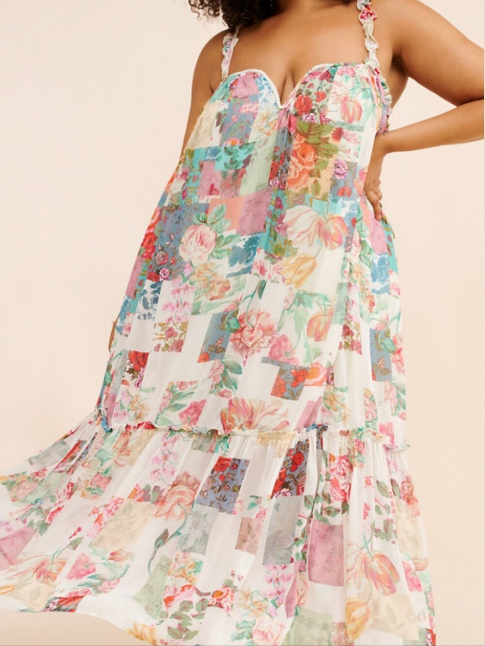 New with Tags Anthropologie Floral Patchwork Maxi Dress 1x - Picture 7 of 7